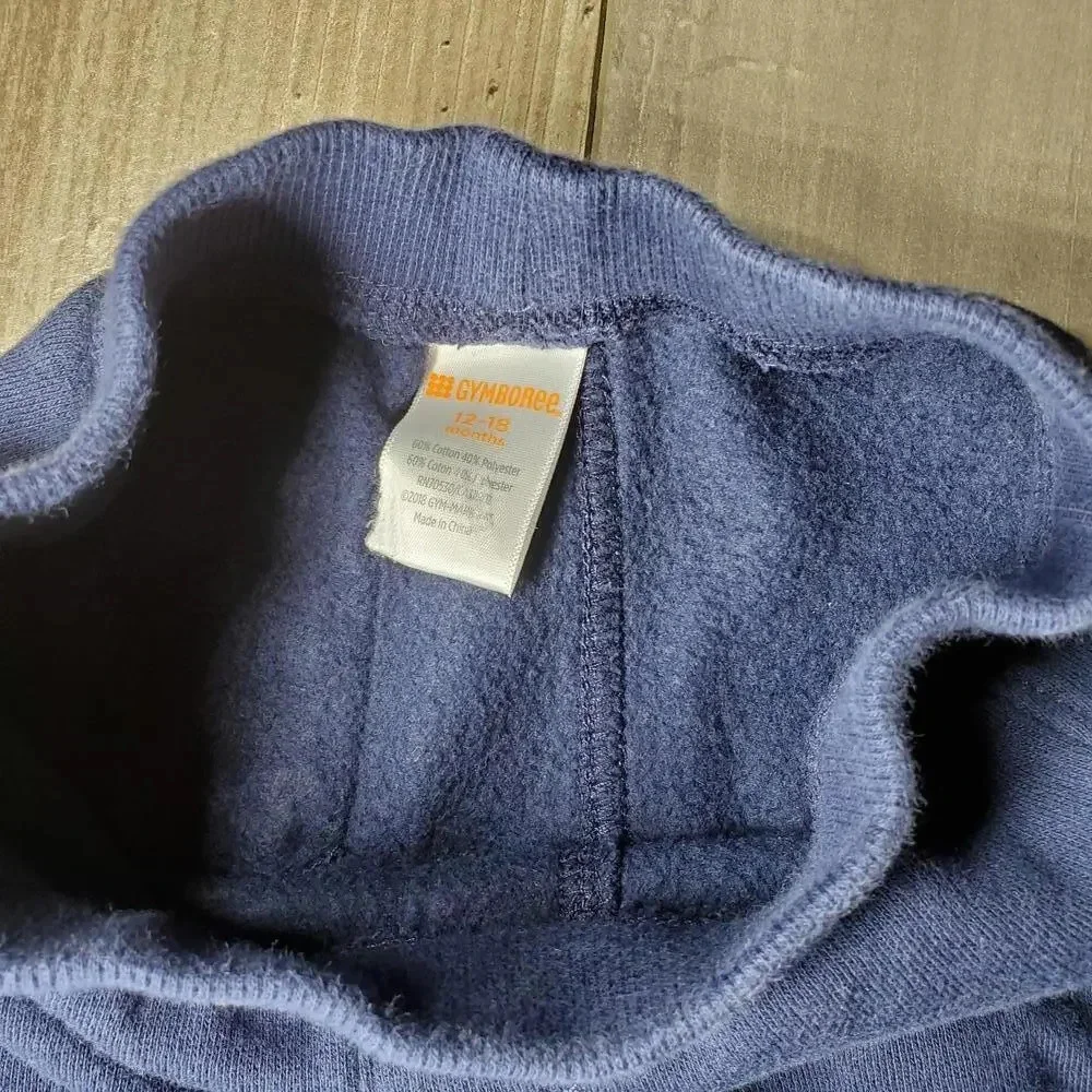 Gymboree 12-18m Baby Boy Navy Blue Fleece Lined Joggers EUC